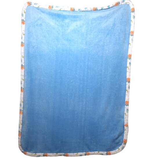 2020 Le Bebe Favorite Dinosaur Trim Baby Blue Security Lovey Blanket 29" X 38" - Picture 3 of 6